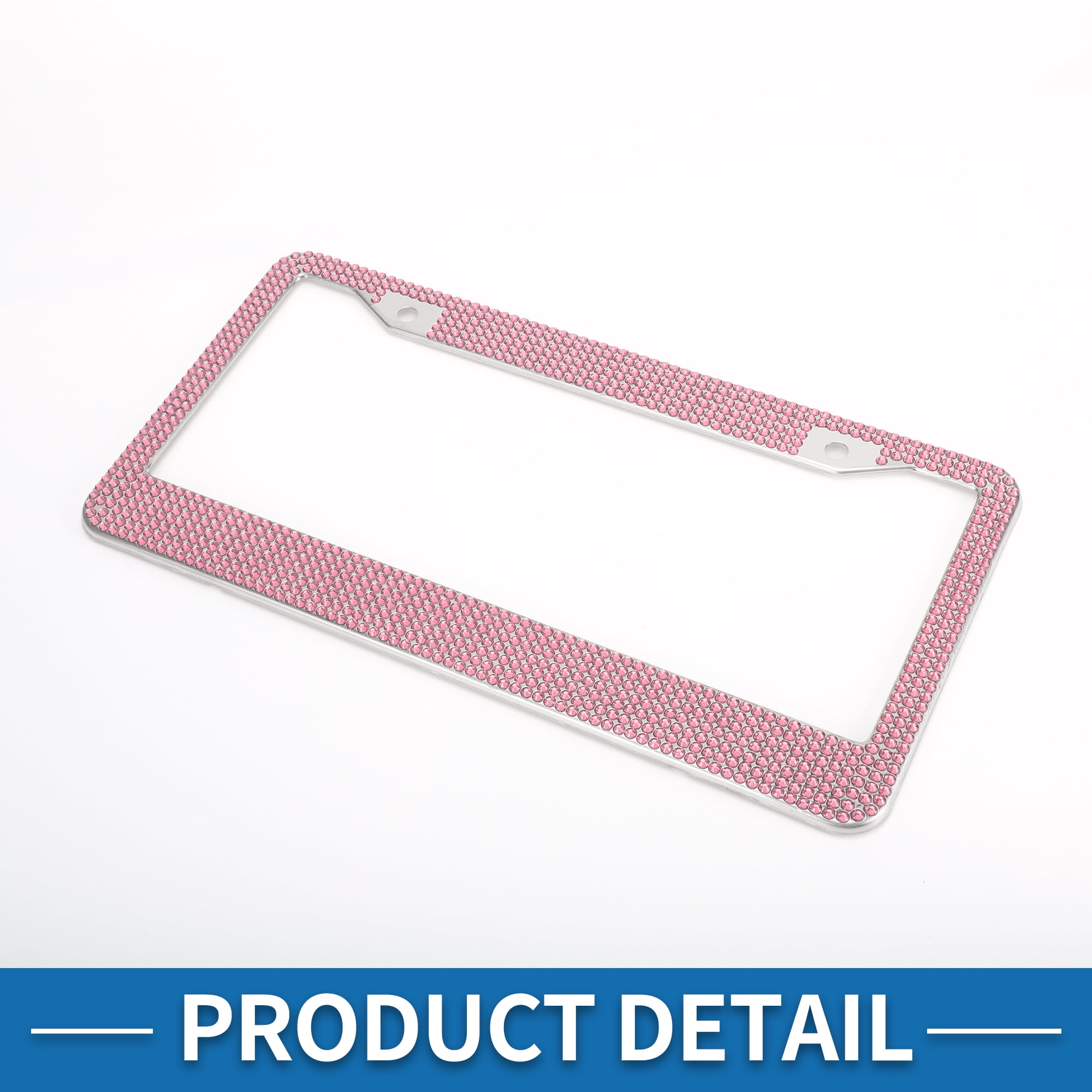 Unique Bargains Stainless Steel License Plate Holder Round Hole Mirror Polished Pink