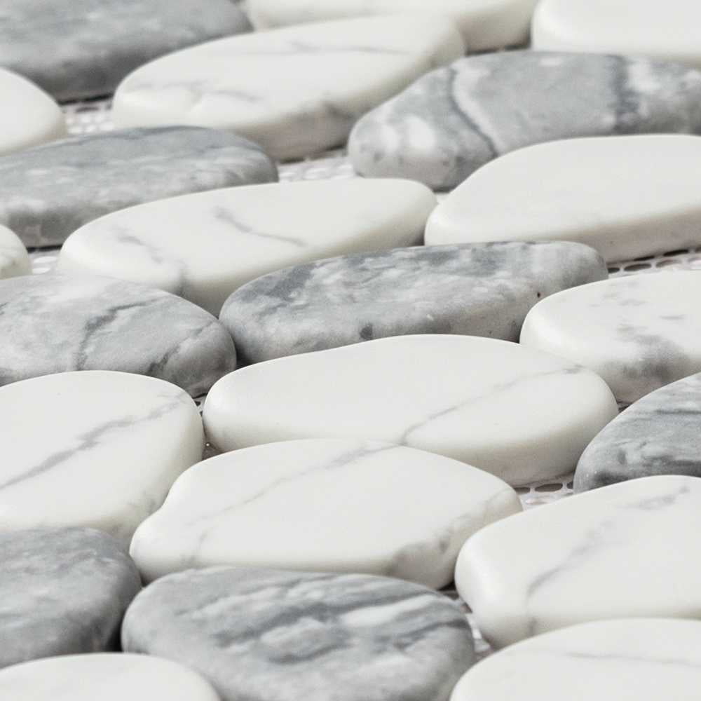 The Tile Life Recycled Cenote Pebble 13" x 13" Blend Matte Glass Mosaic Floor and Wall Tile Case of 14
