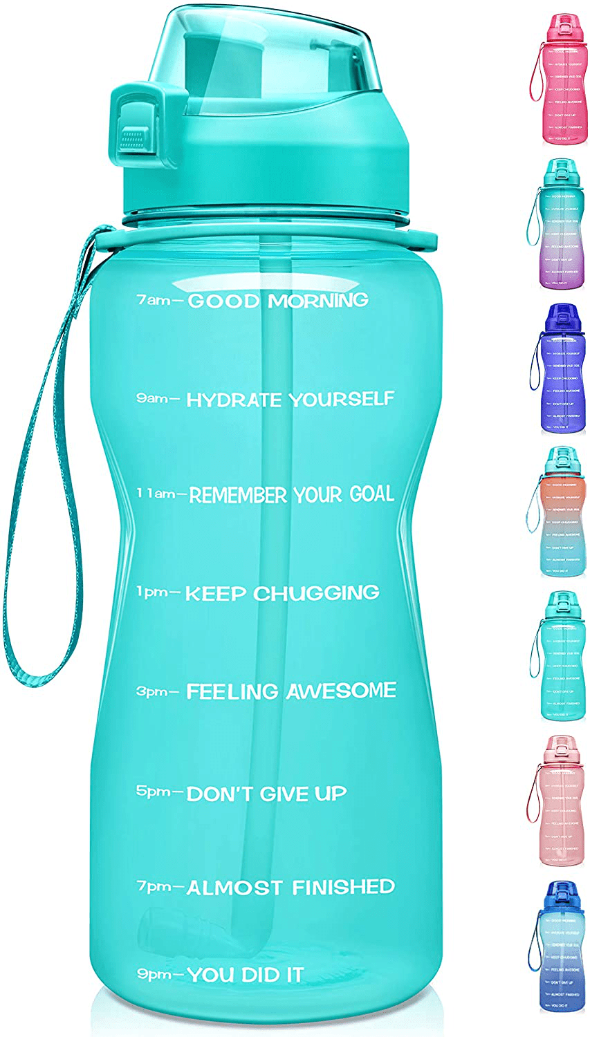 Motivational Water Bottle 2.2L/64oz Half Gallon Jug with Straw and Time Marker Motivational Water Bottle 2.2L/64oz Half Gallon Jug with Straw and Time Marker