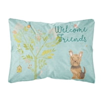 Carolines Treasures BB7641PW1216 Welcome Friends Yorkie Canvas Fabric Decorative Pillow  12H x16W multicolor