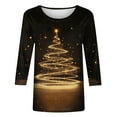 thumbnail image 2 of Uootdi Christmas Tree Christmas Shirts for Women 3/4 Sleeve Tunic Tops Glitter Xmas Classic Print Tshirt Crewneck Pullove Gift r Blouses Gifts, 2 of 5