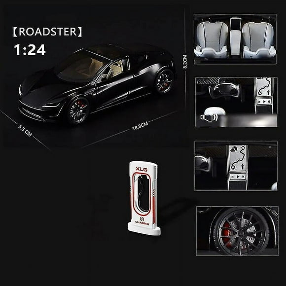 1:24 Tesla Roadster Model Y Model 3 Tesla Model S Alloy Toy Car Model Sound And Light Children's Toy Collectibles Birthday Gift