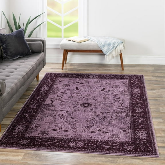 Unique Loom La Jolla Collection Area Rug - Floral (9' x 12' Rectangle Purple/Violet)
