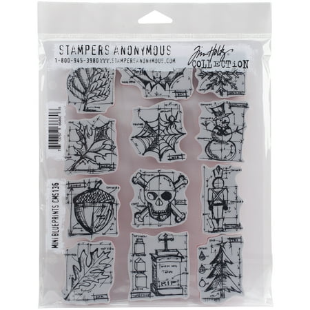 UPC: 0713757668606 | Tim Holtz Large Cling Rubber Stamp Set-Mini Blueprint