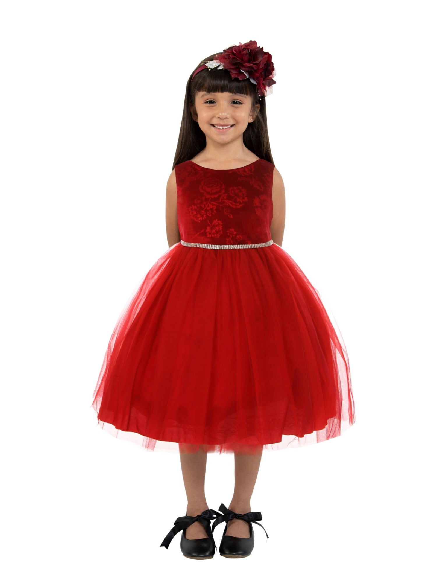 girls red velvet christmas dress