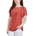 thumbnail image 3 of NY Collection Womens Petites   Studded Flutter Sleeve Blouse, 3 of 3