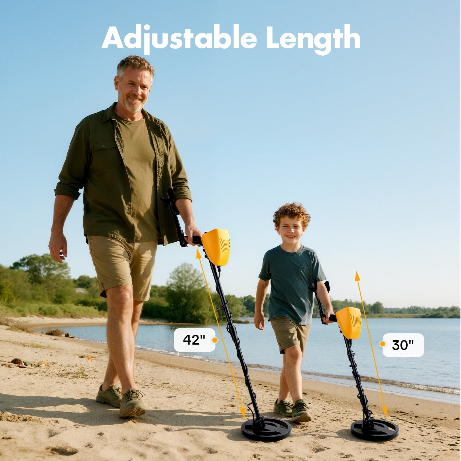 Fovendi Metal Detector for Adults & Kids,Waterproof Professional Higher Accuracy Gold Detector with LCD Display, Adjustable 30" to 42" Gold Finder Outdoor for Gift