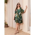 thumbnail image 2 of LATWIIV Women Plus Size Dresses Short Sleeve Cold Shoulder Casual T-Shirt Swing Dress with Pockets Flower78_3X, 2 of 8