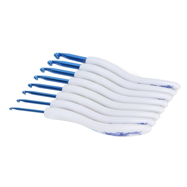 Craft Supplies, Comfortable Handle 8 Different Sizes Ergonomic Soft Crochet Needle For Weaving For Knitting Blue