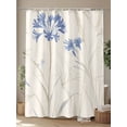 thumbnail image 4 of Boanket Polyester Fabric Blue Floral Beige Leaves Shower Curtain, Vintage Botanical Flowers Waterproof Bathtub Curtain Bathroom Decor Set with Hooks 66 x 72 Inches,, 4 of 6