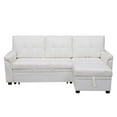 thumbnail image 6 of 78 in. W Convertible Sleeper Sectional Sofa, L Shaped Couch for Small Space Living Room, Storage Chaise, L Shaped Pull Out Sofa - White,Velvet, 6 of 13