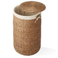 thumbnail image 6 of Casafield Round Laundry Hamper with Lid and Removable Liner Bag - Cinnamon Brown, Woven Water Hyacinth Laundry Basket for Clothes, 6 of 7