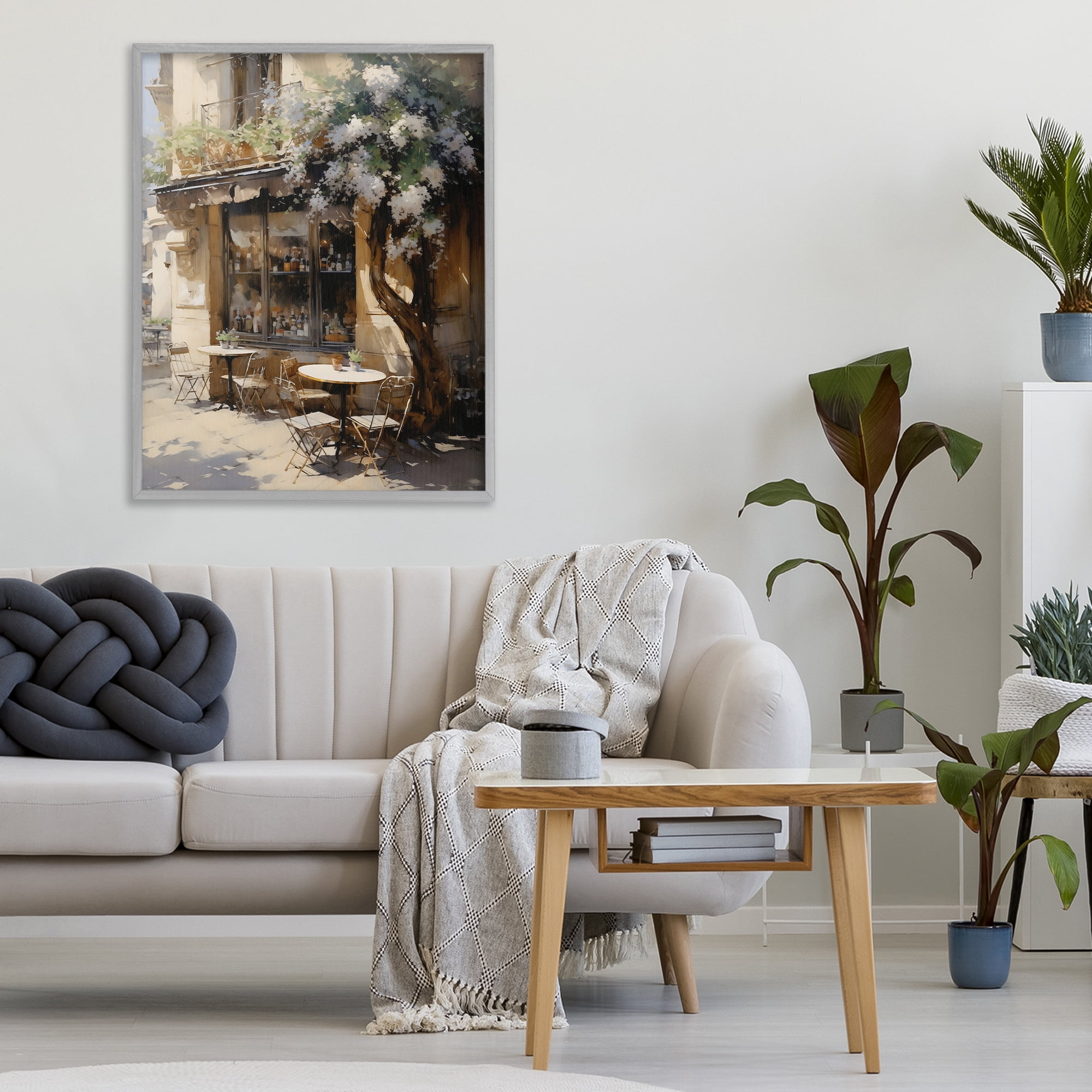 Stupell Industries Sunlit French Cafe Terrace Gray Framed Giclee Art, design by Creative Studio