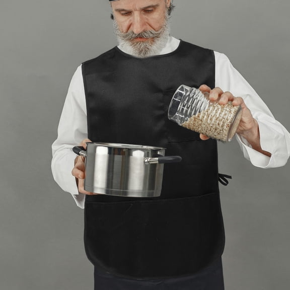 LULULION Smocks For Women Black Polyester Splashproof Kitchen Apron 1Set