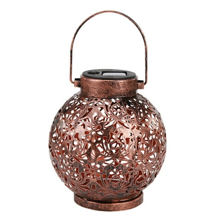 

Retro Solar LED Lamp Garden Iron Hanging Lantern Landscape Light (A Copper)