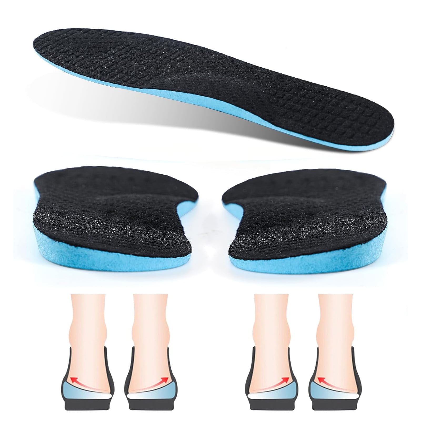 Foxqixa Orthopedic Insoles for Posture Correction - Foot Alignment Arch Support for Plantar Fasciitis, Pronation, Supination, Flat Feet - O-Leg & X-Leg Correction, Breathable Comfort, Unisex Design