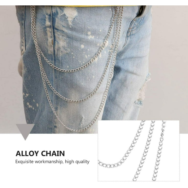  2 Pack 19.69 Inch Silver Spring Pants Chain with U Hook Punk  Belt Chains Waist Chain Wallet Pocket Chains for Jeans Trousers : Arts,  Crafts & Sewing