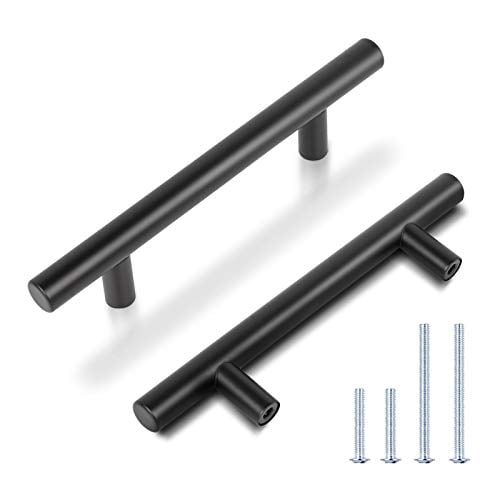Knobwell 25 Pack Black Round Kitchen Cabinet Pulls 3 1 2 Inch Hole Center Stainless Steel Dresser Drawer 5 Length Com Pack Black Round Kitchen Cabinet Pulls, 2 Inch Cabinet Hardware