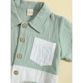thumbnail image 5 of Bagilaanoe Baby Boy Cotton Linen Shorts Set Solid Color Short Sleeve Button Down T-shirt Tops and Shorts Summer Outfit Clothes, 5 of 9
