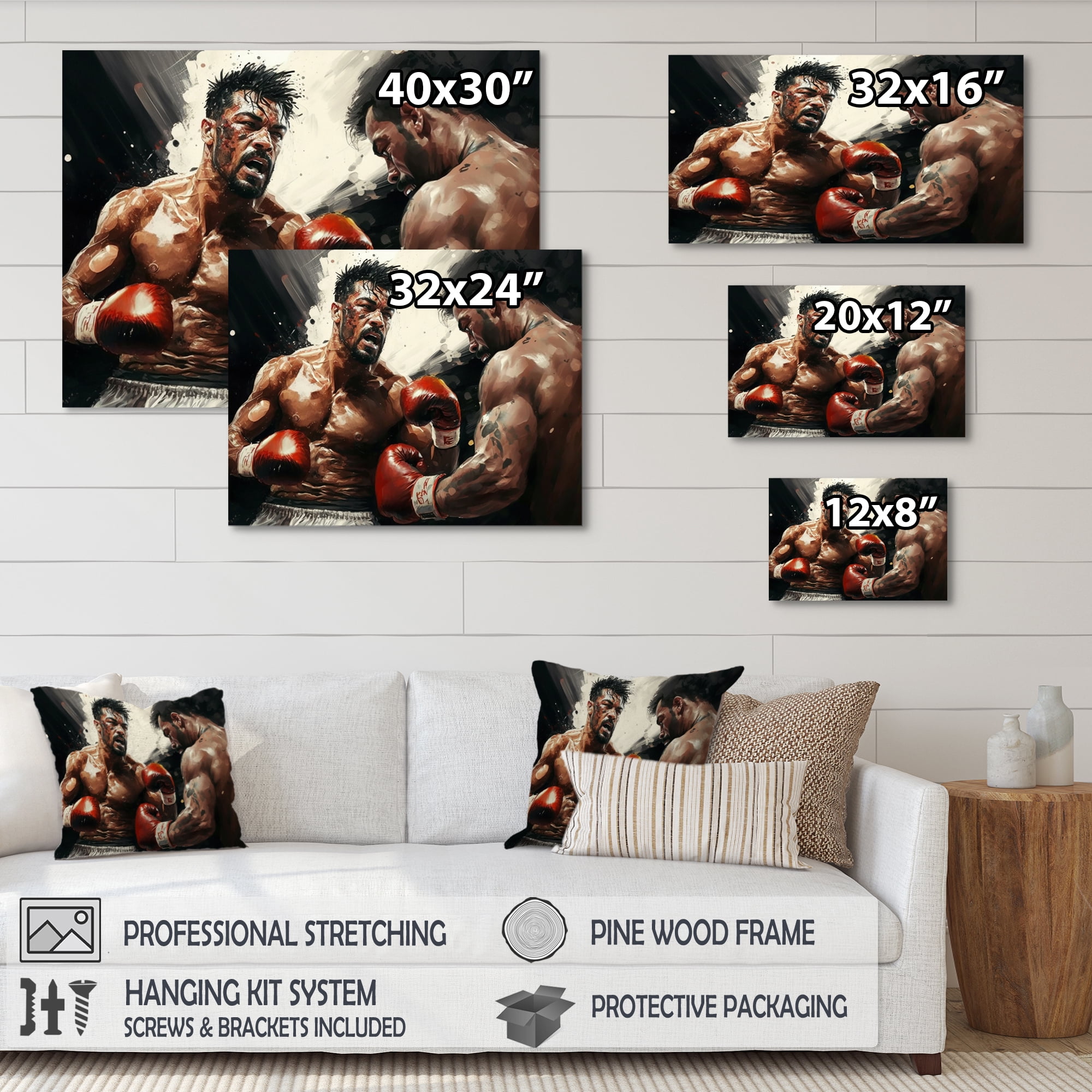 Designart Boxers In Match I Canvas Wall Art