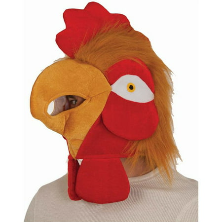 Rooster Head Chicken Hat Face Mask Adult Costume Plush Velvet Funny