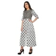 thumbnail image 3 of Moomaya Printed Roll Up Sleeve Long Kurti Front Slit Tunic Dress For Women, 3 of 5