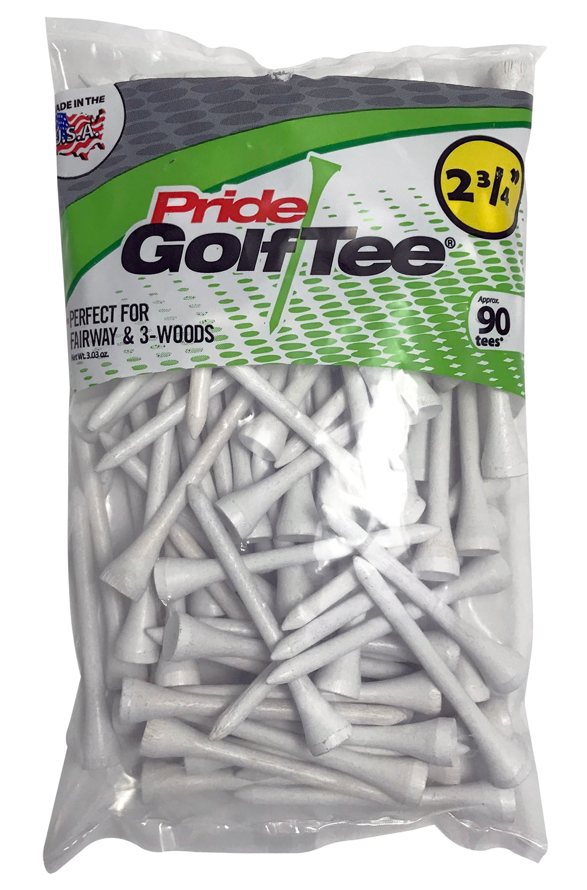 Pride Golf Tee, 2-3/4" White, 90 Count MADE IN USA