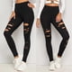 thumbnail image 1 of MKLEKYY Leggings deportivos para mujer Leggings para mujer Pantalones de yoga de entrenamiento con agujeros de cintura alta, 1 of 4