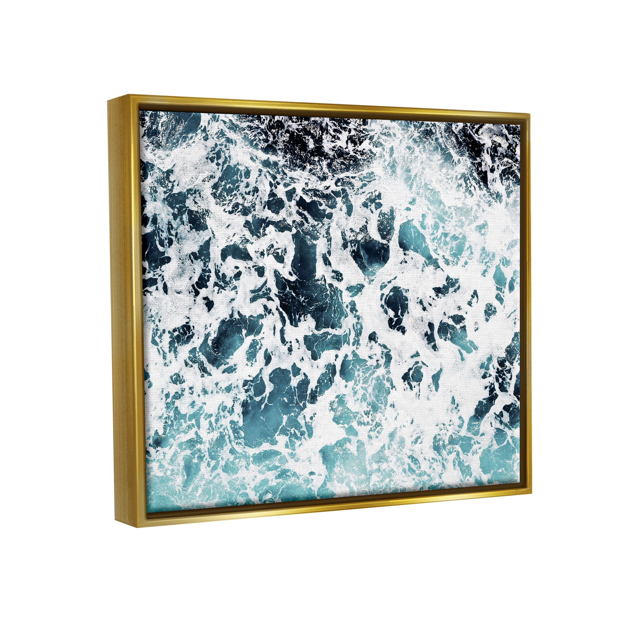 Stupell Industries Abstract Ocean Foam Pattern Nature Painting Gold Floater Framed Art Print Wall Art, 21 x 17