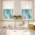 thumbnail image 4 of Teal Green Marble Kitchen Curtains Valance and Tier Curtains Set, Gold Yellow Lines Ombre Color Marble Farmhouse Curtain & Drape 3PCS Rod Pocket Window Short/Half/Small Tier Curtain 27.5x24x2, 4 of 6