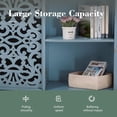 thumbnail image 5 of ZMSHOP Blue Accent Cabinet, 31.5" Tall Side End Table, Distressed Nightstand w/Hollow Carved Door, 1-Door Storage, 5 of 10