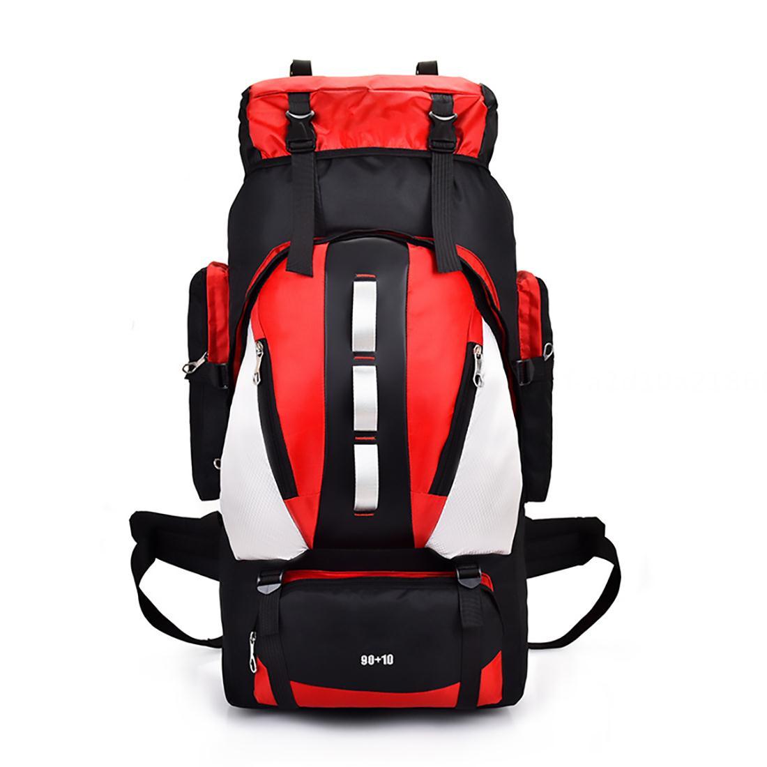 Hiking Backpack - 90L Hiking Backpack Waterproof Internal Frame Backpack Large Hiking Mountaineering Backpack, Free Rain Cover for Men and Women Outdoors.Red - image 1 of 9