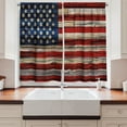 thumbnail image 2 of Ambesonne 4th of July Kitchen Curtains, Wood Planks Flag, 55"x39", Red Beige Navy Blue, 2 of 3