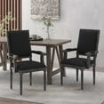 thumbnail image 2 of GDF Studio Ashlyn French Country Fabric Upholstered Wood Dining Chairs, Set of 2, Black and Gray, 2 of 8