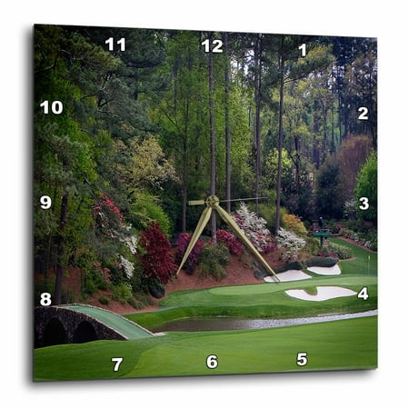 - 3dRose Augustas Amen Corner Golf Course - Golfers on Bridge, Wall Clock, 10 by 10-inch