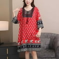 thumbnail image 2 of Robe de Vacances en Bord de Mer pour Femmes, Coupe Ample Mélange Coton-polyester, Manches Courtes Col Rond, Imprimé Floral Noir, Longueur Régulière, Style Décontracté d'Été, 2 of 3