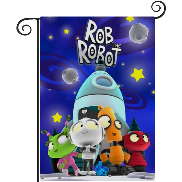 Rob el Robot-bandera de jardín temática. Regalo perfecto para fans, amigos y familiares, ideal para actividades al aire libre y decoración de fiestas.28CM*45CM