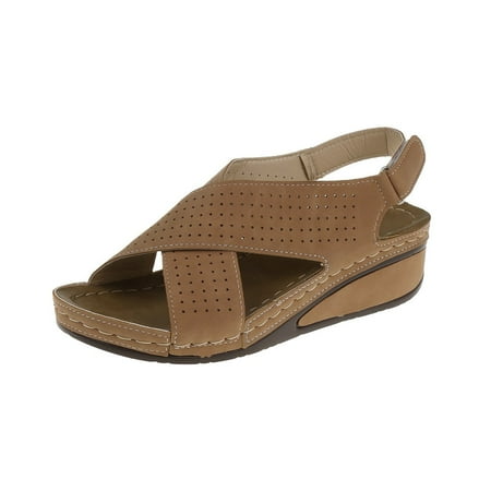 

Hvyesh Women s Strappy Espadrille Platform Wedge Sandals Ankle Strap Concise Fashion Sandals Summer Beach Sandal Shoes