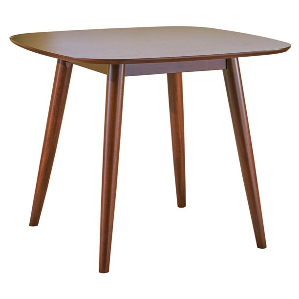 Wynonna Mid Century Modern Square Dining Table in Walnut Finish