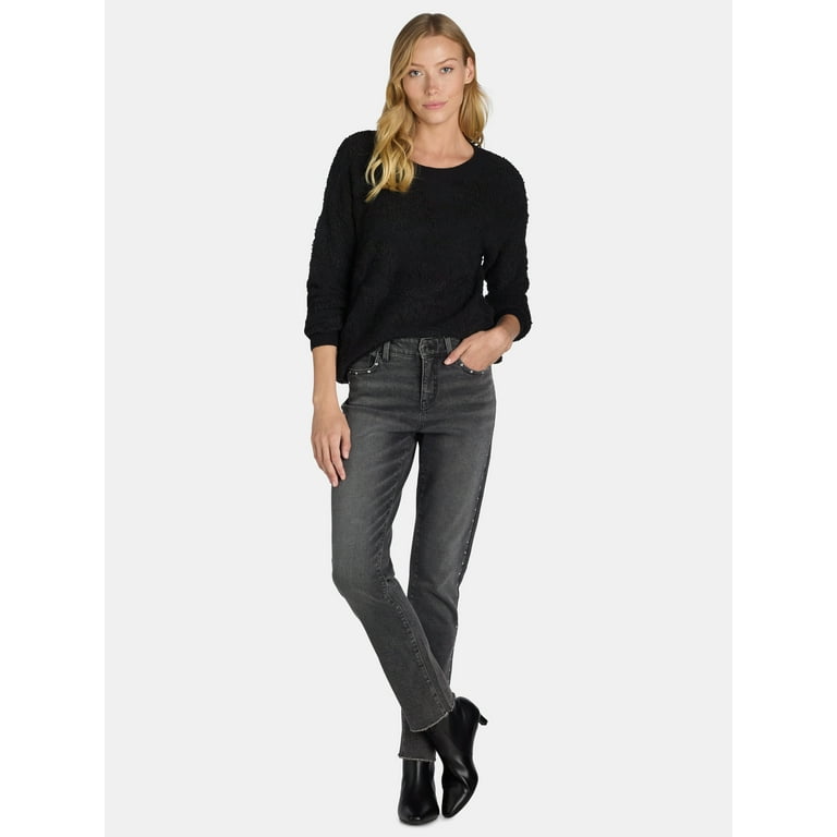 Time and Tru Women's Studded Side Seam Straight Leg Jeans Time and Tru Women's Studded Side Seam Straight Leg Jeans