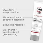 EltaMD UV Sheer Face Sunscreen SPF 50+ No White Cast, Sheer Zinc Oxide Sunscreen for Face & Body, 1.7 oz Tube - Travel Size