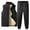 Black, variant on Men’s Quilted Vest and Pants Set with Fleece Lining Casual Stand Collar Sleeveless Outerwear and Drawstring Waist Trousers