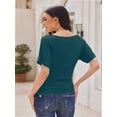 thumbnail image 7 of Women's Solid Short Sleeve Boat Neck Dolman Top with Side Shirring Trendy Casual Loose Fit T-Shirt, 7 of 7