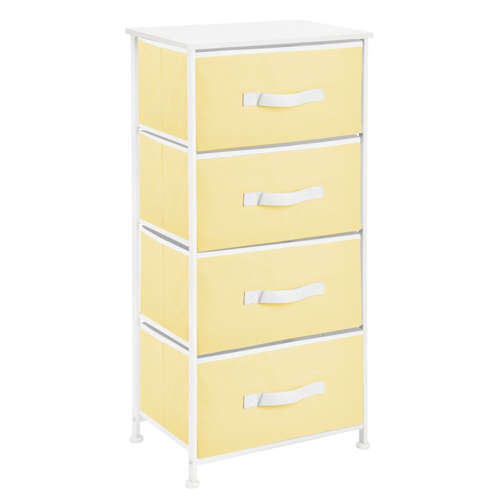 Sturdy Steel Frame Organizer Unit for Bedroom Closets Easy Pull Fabric Bins mDesign Tall Dresser Storage Chest Entryway 5 Drawers Hallway Mint Green/White Wood Top