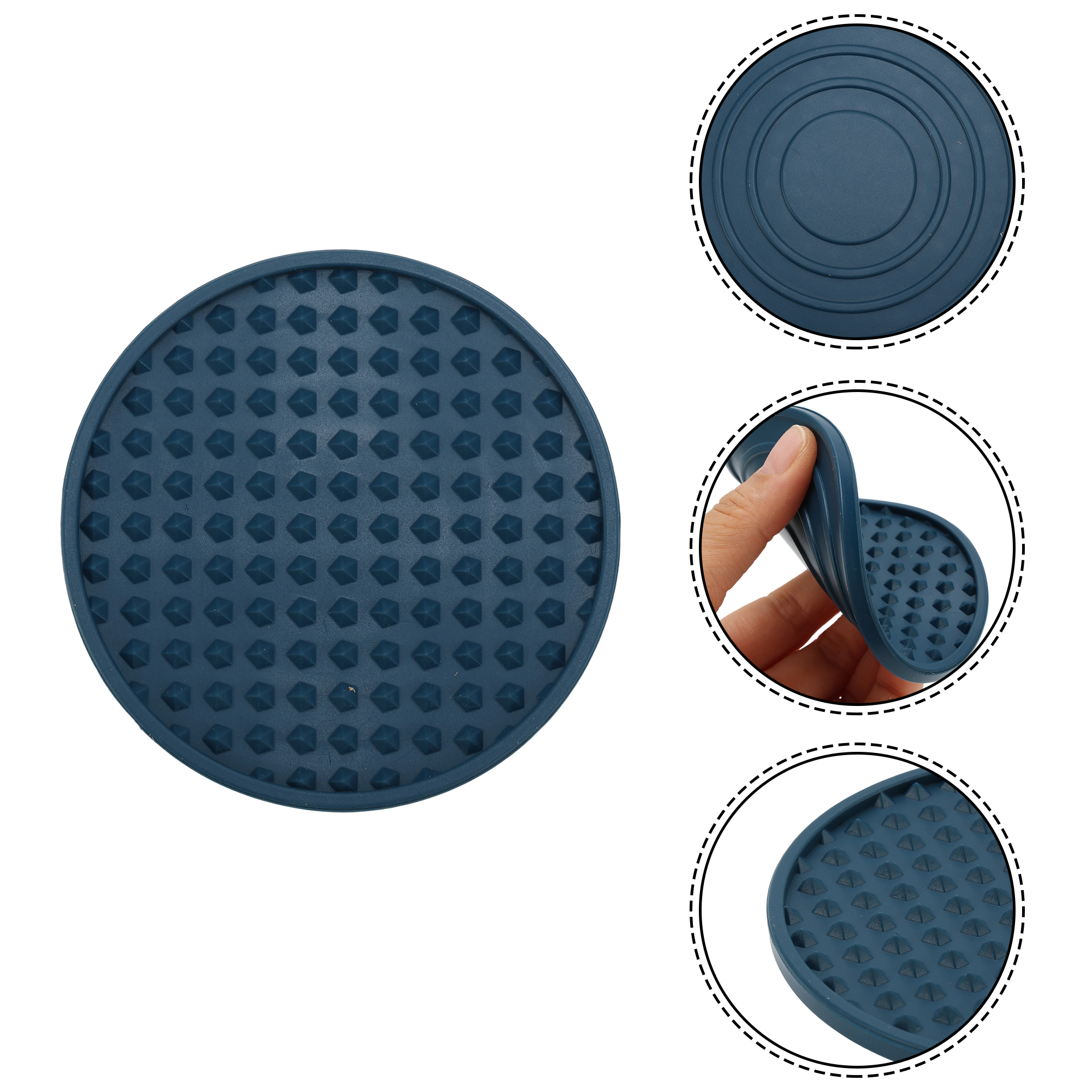 Unique Bargains Water-repellent Pyramid Design Drink Coaster Set Navy Blue