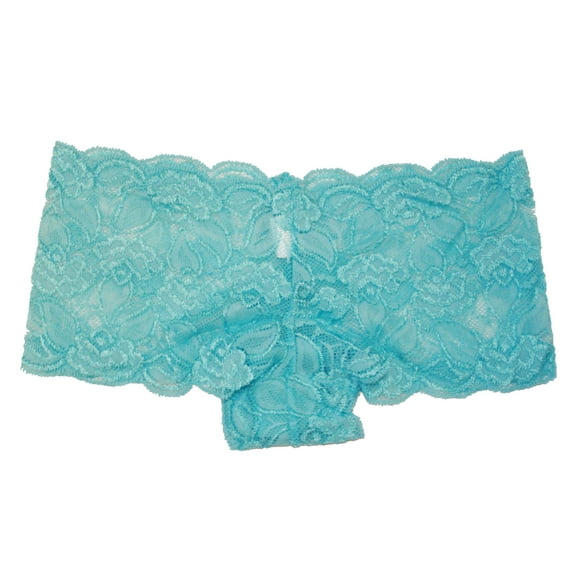 Flirtzy Stretchy Floral Lace Tanga Panty Boy Shorts Underwear, M/L, Baby Blue
