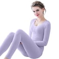 thumbnail image 2 of QSAWXQZ Women's 2PC Thermal Long Underwear Top and Leggings Set Scoop Neck Long Sleeve Ribbed Stretch Winter Base Layer for Cold Weather Free Size, 2 of 6