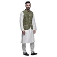 thumbnail image 2 of Atasi Kurta Pyjama Traditionnel Uni à Col Mandarin avec Ensemble de Veste Imprimée, 2 of 3