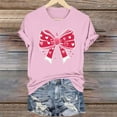 thumbnail image 2 of Spring Summer Date Night Wear – Women's Chic Printed Tee with Bow Design, Casual Short Sleeve Round Neck Top for Valentine's Day Theme Romantic Cute Outfits, 2 of 6