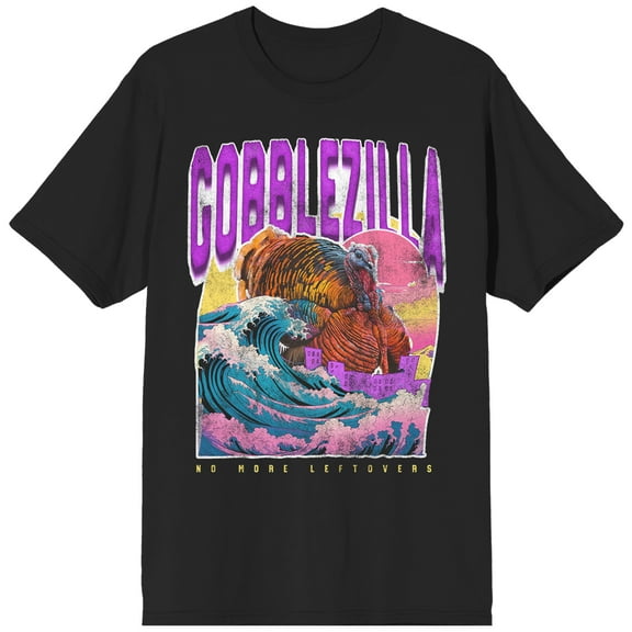 Thanksgiving Gobblezilla Men's Black Crew Neck Short Sleeve T-shirt-Medium